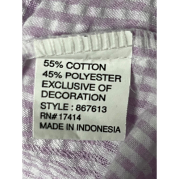 Miss Elaine Purple White Gingham Seersucker Full Zip Long Robe Size Large - Picture 6 of 7